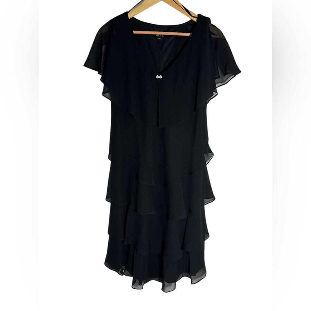SNLY Formal Black Tier Short Sheer Dress Size 14